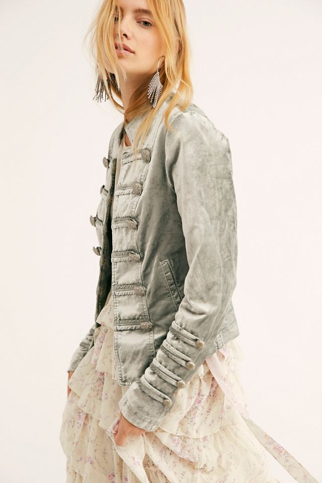 Free people military ruffle on sale jacket