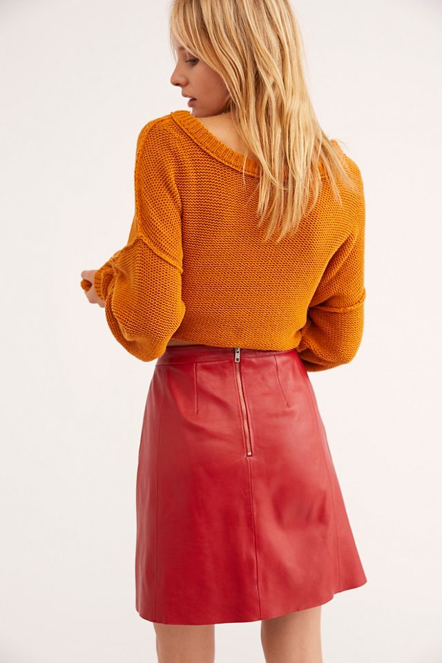 Leather A-Line Mini Skirt #1