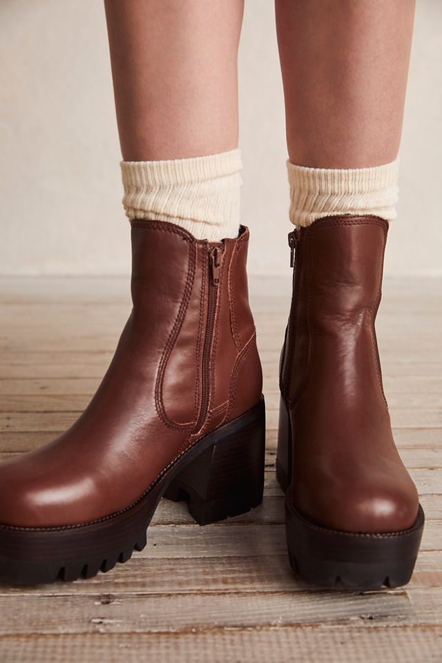 Free People Preston Platform Ankle Boots in Brown