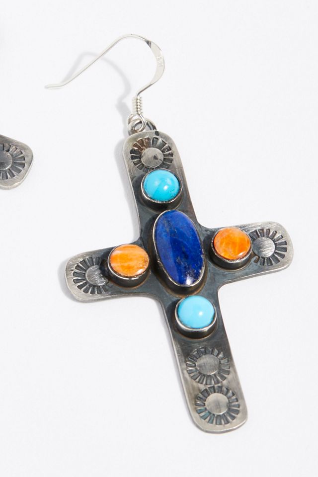 Navajo Stone Cross Earrings #1