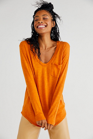 We The Free Betty Long Sleeve at Free People in Spanish Chestnut, Size: XS