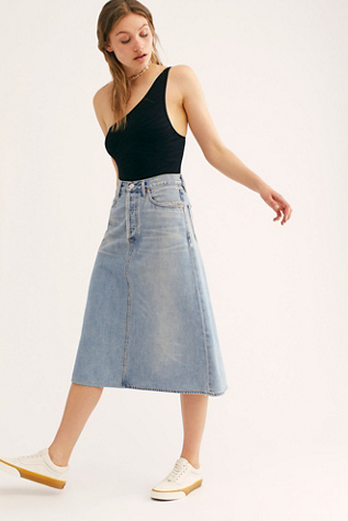 free people midi denim skirt