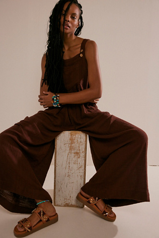 Sundrenched Dungarees by free-est at Free People in Coconut Shell, Size: XS