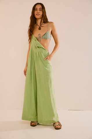 Sundrenched Dungarees by free-est at Free People in Nile Green, Size: Medium