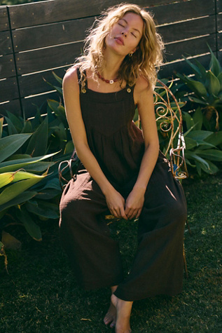 Sundrenched Dungarees By free-est At Free People In Chocolate Torte, Size: Medium