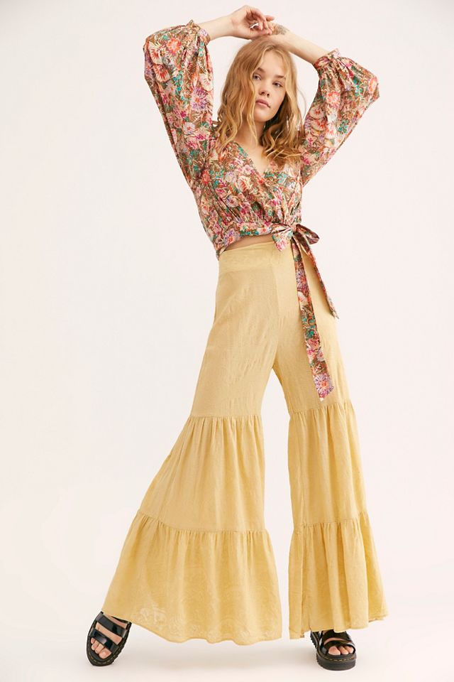 Embroidered Tiered Pants