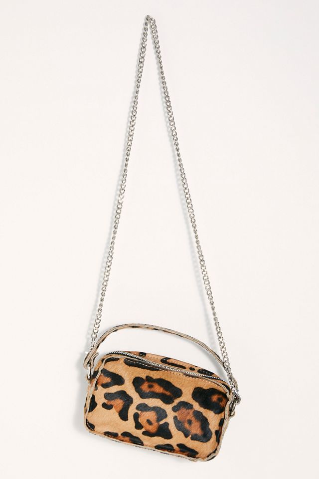 Free People Leopard cheapest Crossbody Silver Wallet vegan leather with Chain-NWT