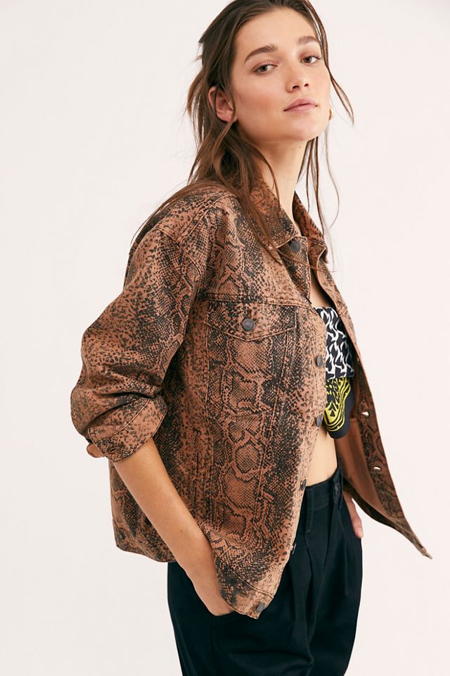 Snake print hot sale denim jacket