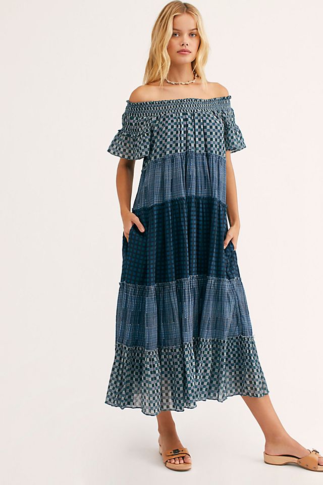 Something Real Plaid Off-The-Shoulder Maxi Dress | Free People
