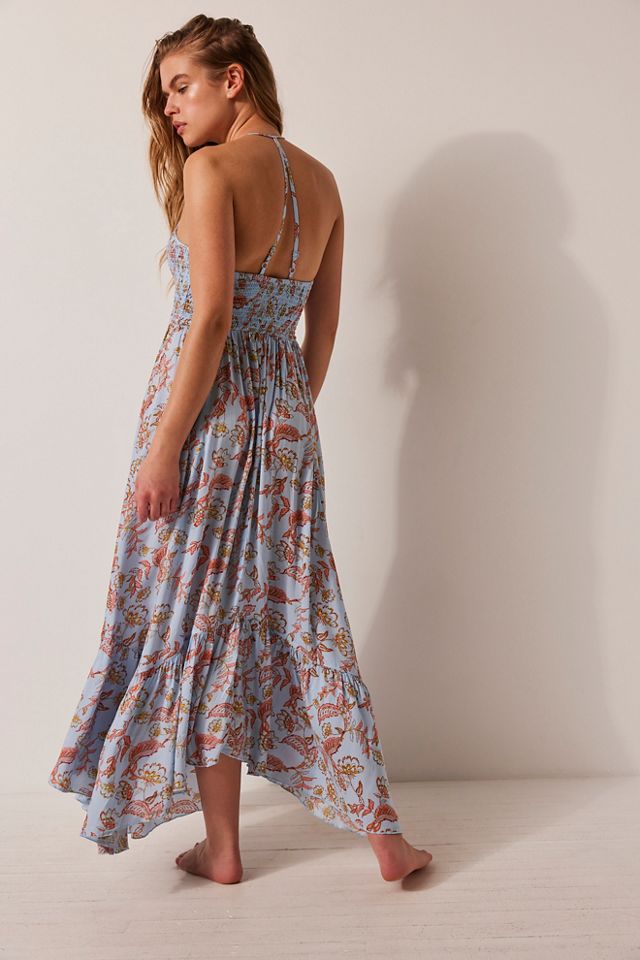 Free people smocked printed maxi clearance dress