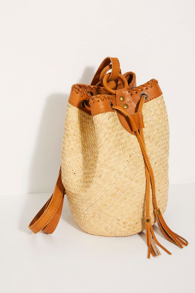 Rori Leather Straw Bucket Bag #1