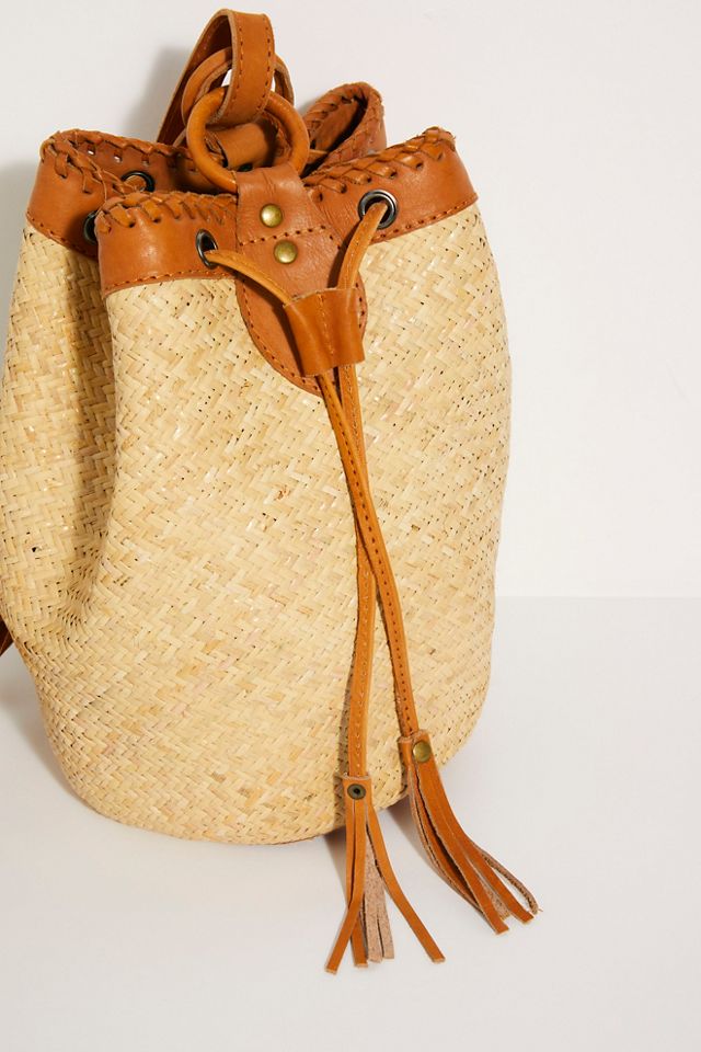 Rori Leather Straw Bucket Bag #2