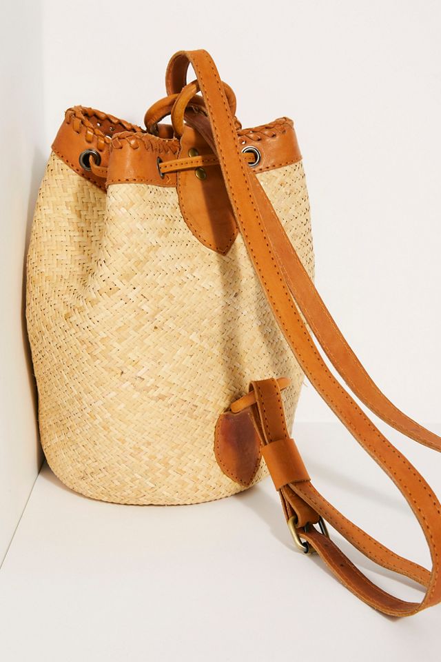 Rori Leather Straw Bucket Bag #3