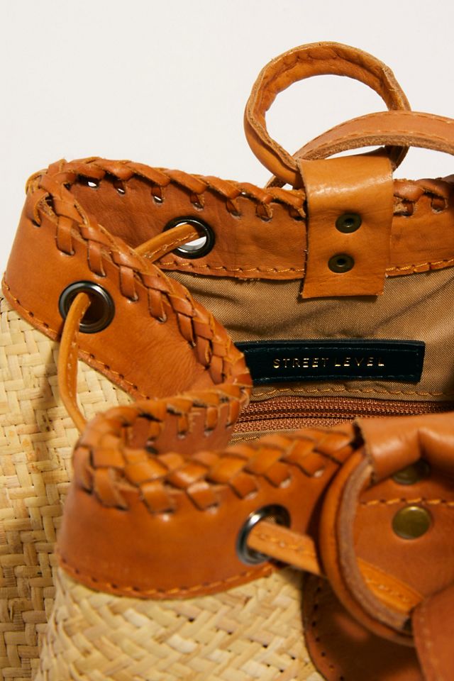 Rori Leather Straw Bucket Bag #4
