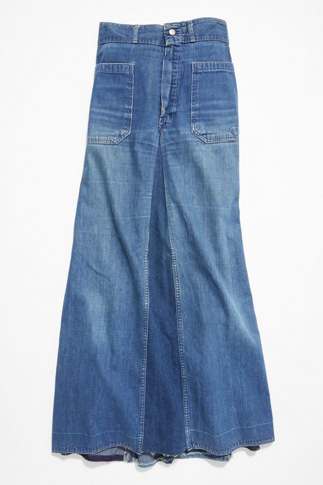 Long blue jean skirts 1960s best sale