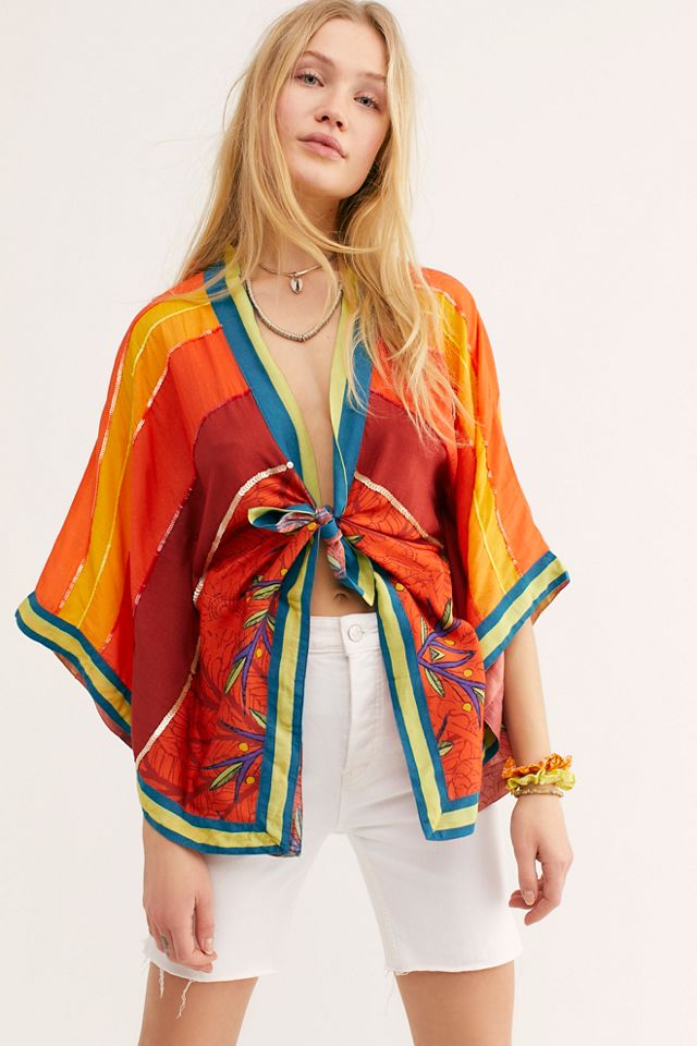 Havana Stripe Cropped Kimono