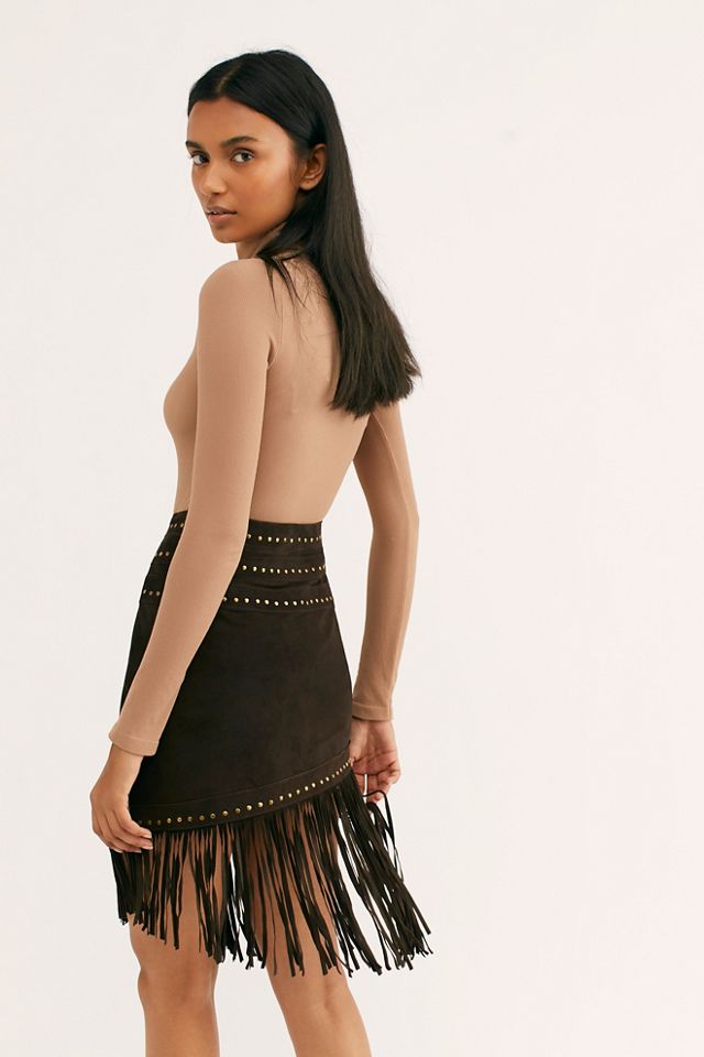 Fringe Suede Skirt #1