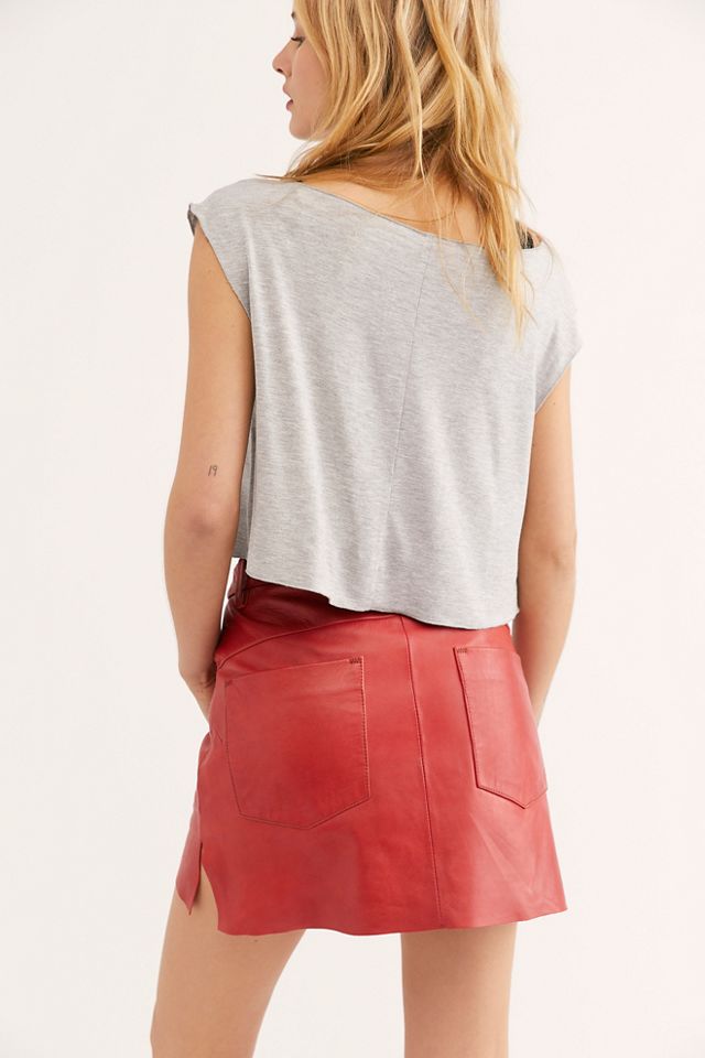 One teaspoon shop red leather skirt