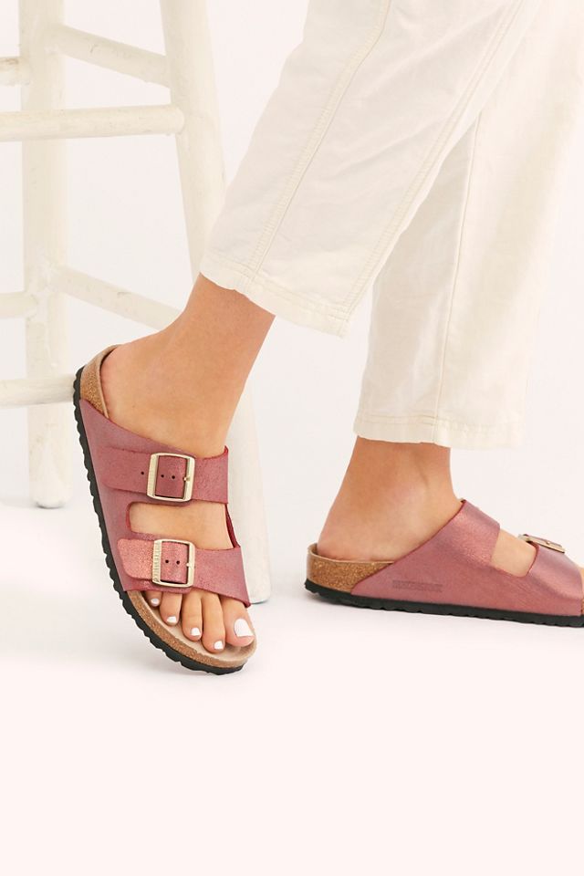 Birkenstock arizona washed on sale metallic