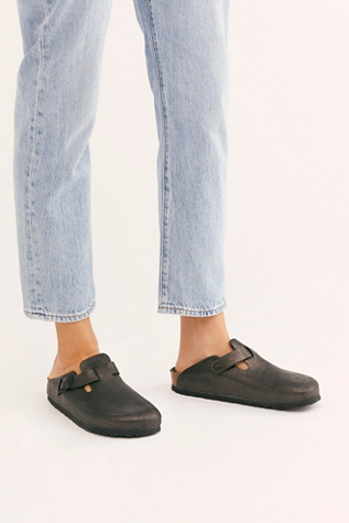 washed metallic blue birkenstock