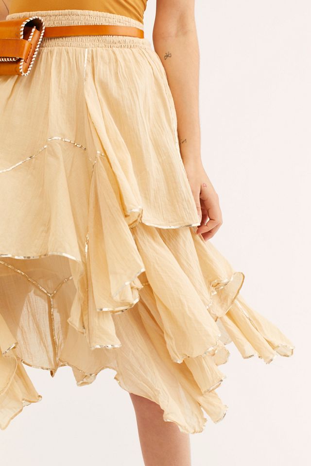 Handkerchief Ruffle Midi Skirt | Free People