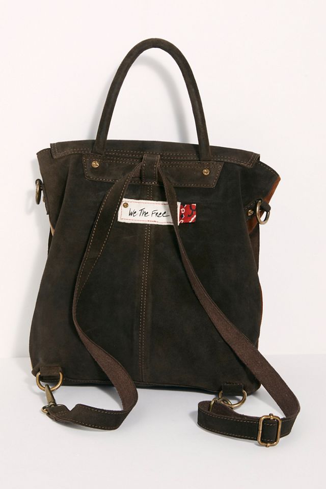 WE THE FREE FREE PEOPLE PARIS CONVERTIBLE LEATHER BACKPACK — SUEDE COLORBLOCK We The Free Paris Convertible Backpack | Free People main image 2
