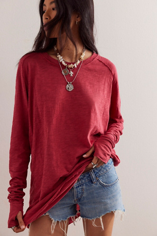 We The Free Arden Tee at Free People in Deep Claret, Size: Medium