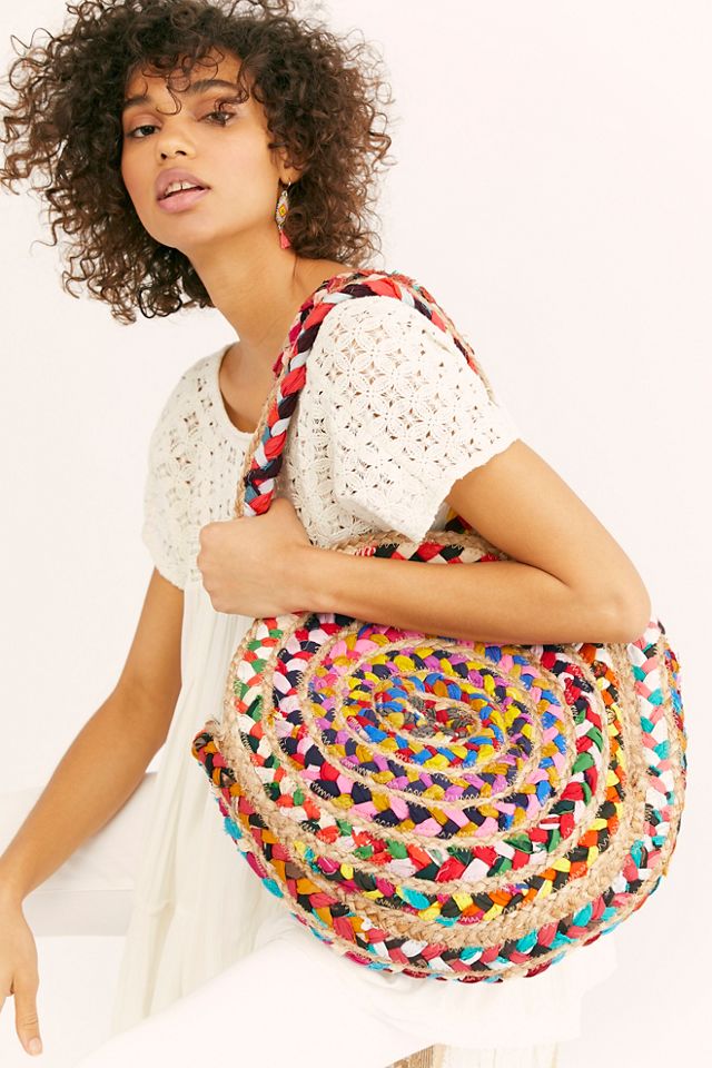 Rainbow Raffia Jute Tote #1