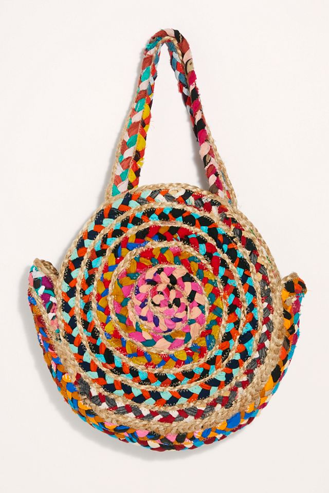 Rainbow Raffia Jute Tote #3