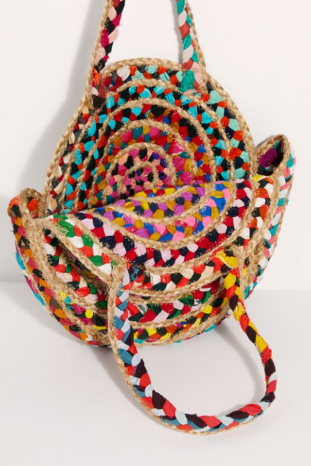Rainbow Raffia Jute Tote #4