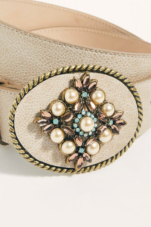 Embellished Pearl Western Belt | Free People display picture 2