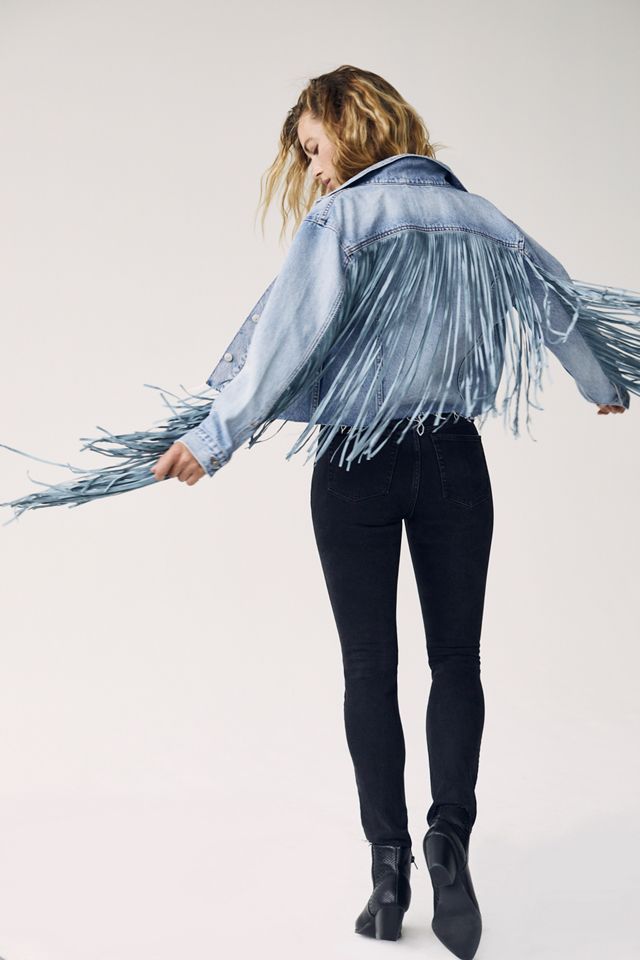 Top 48+ imagen levi’s ex boyfriend fringe denim jacket