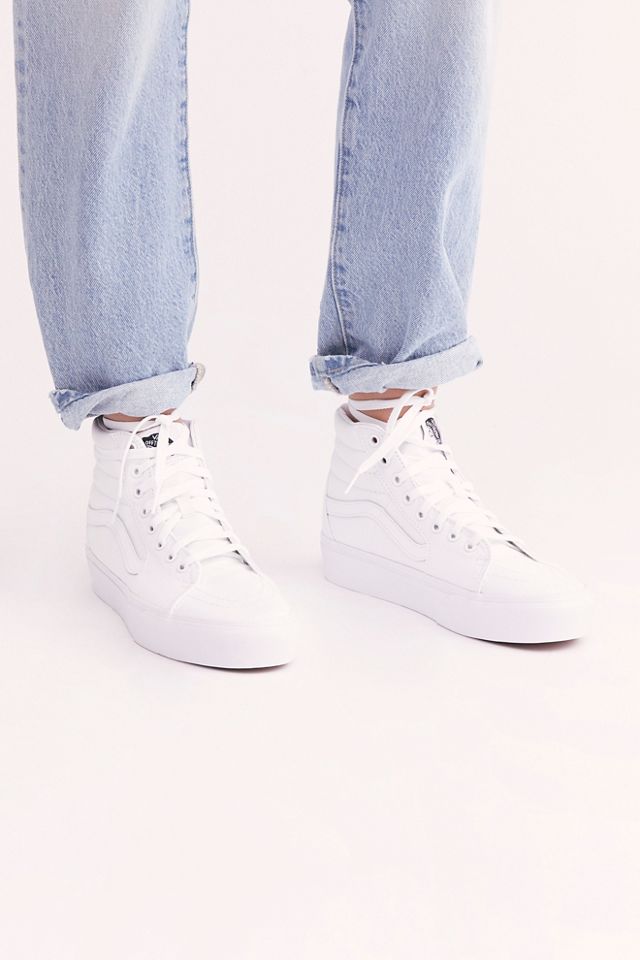 White platform cheap high top vans