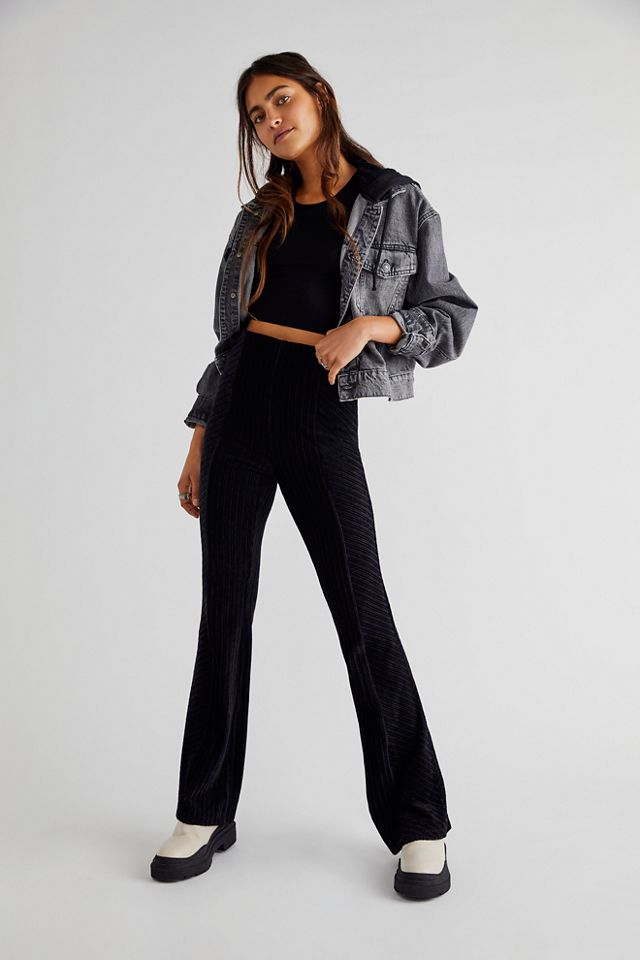 Slim Pull-On Velvet Flare Pants, Free People