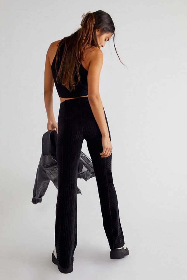 Buy Free People Slim Pull-on Velvet Flare Pants - Black At 38% Off