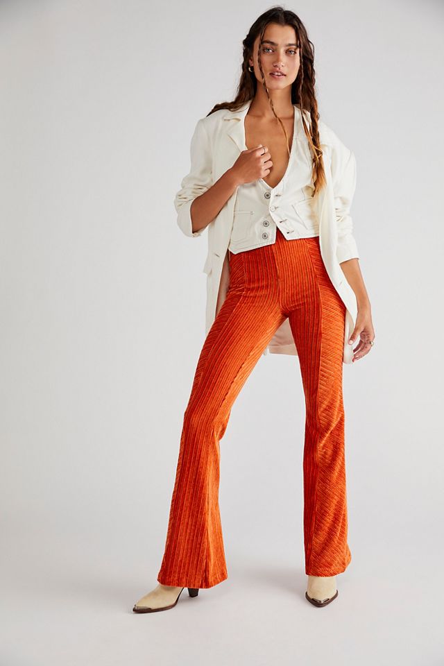 Slim Pull-On Velvet Flare Pants