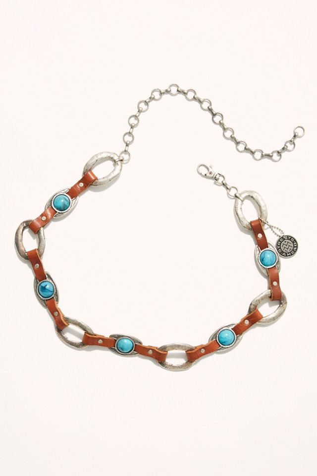 Turquoise Leather Ring Belt #1