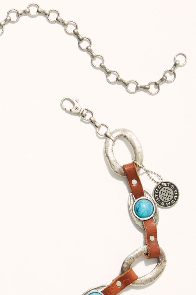 Turquoise Leather Ring Belt #2