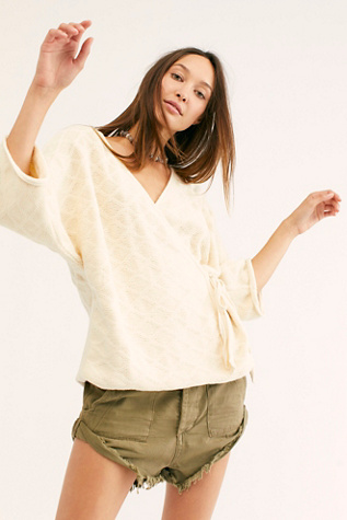 Free people sale faux wrap sweater