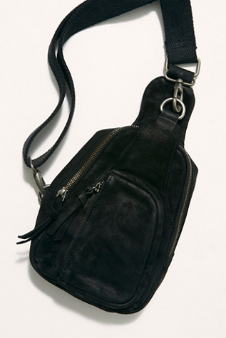 Женская сумка FP Collection Hudson Suede Sling, цвет: Чёрный — фото 4