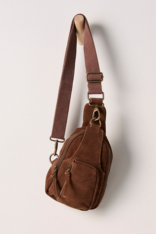 Hudson Suede Sling Bag by Free People in Tan