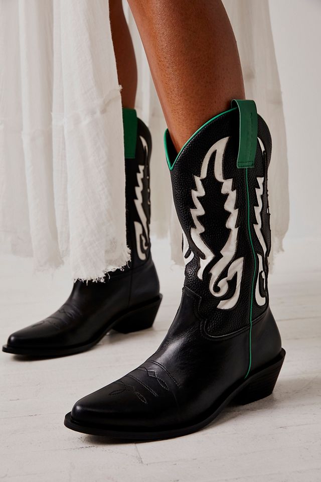 Black and white western boots sale