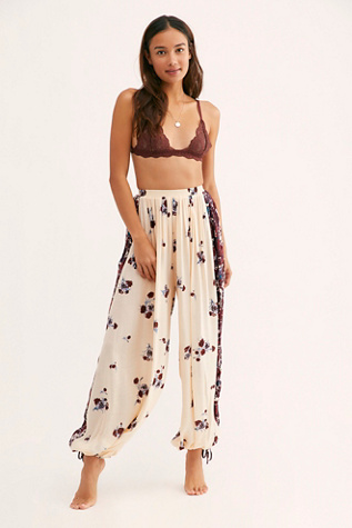 Free People Dance At Dusk Printed Mid Rise Exaggerated Wide Leg Pants