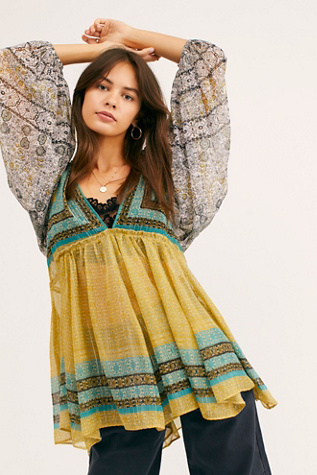 Tunique Free People Aaliyah Bleue Taille XS - Neuve Avec étiquette - Style Bohème Chic