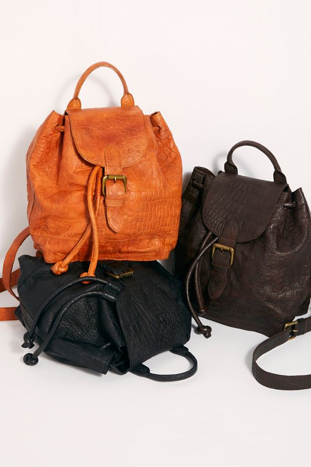 Sofie Croc Embossed Backpack | Free People display picture 3