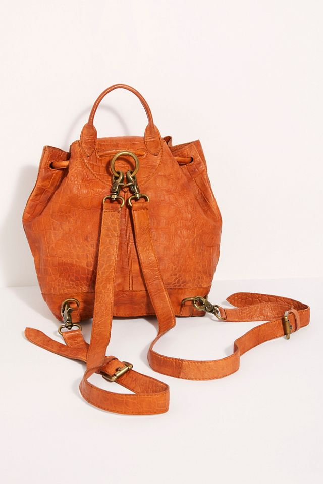 Sofie Croc Embossed Backpack | Free People display picture 2