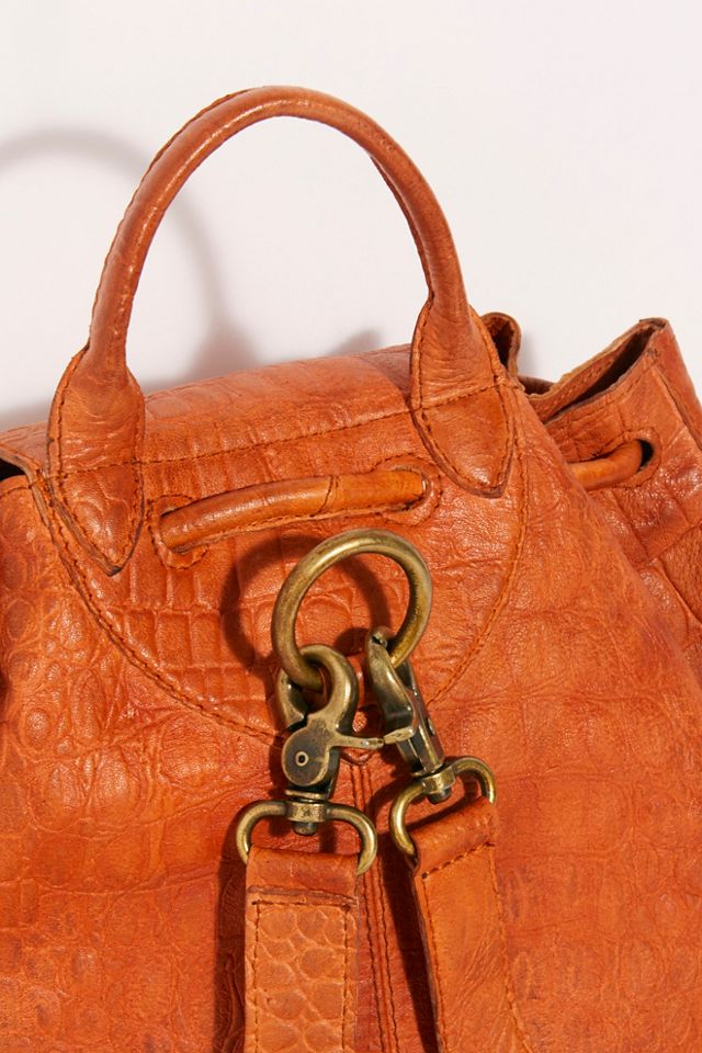Free People Sofia Croc Embossed Backpack In dark brown Bag Z374-19 Free People | Bags | Free People Sofia Croc Embossed  main image 3