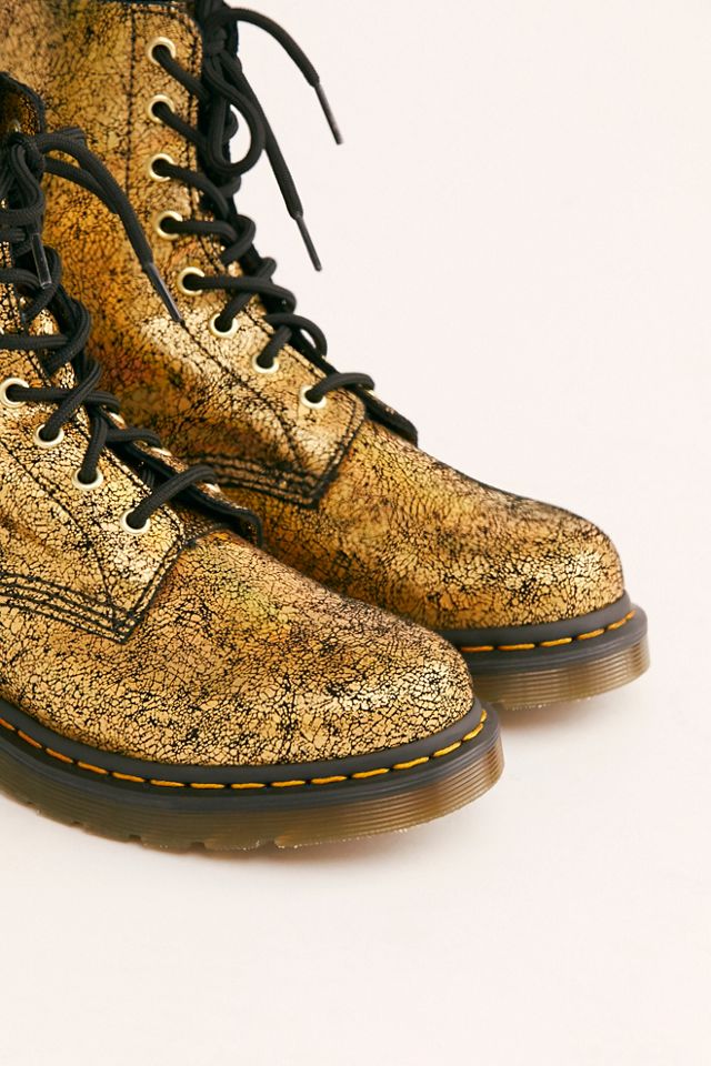 Gold 1460 Crackle Eye Boot Martens 1460 Pascal Metallic Crackle