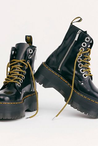 Dr.Martens KENDRA ブーツ Dr. Martens Kendra - Black Leather Boots - Lace-Up High
