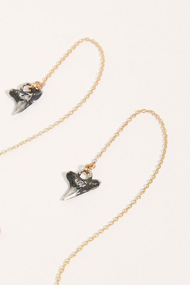 Diamond Shark Tooth Threader Earrings #1